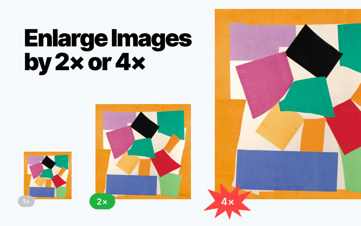 enlarge images 4x using smart upscaler