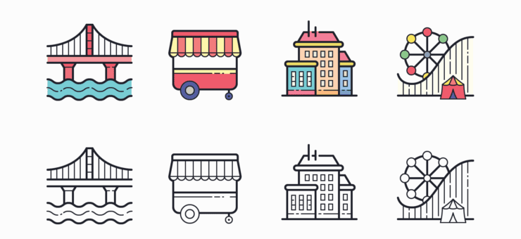 35 Packs of Outline and Color Icons in Hand Drawn Style