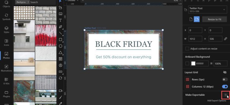 How to Make Black Friday Banner for Twitter in Lunacy