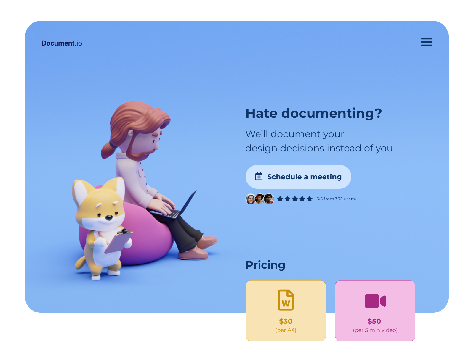 Web design inspiration: landing page by Samuel Briskar