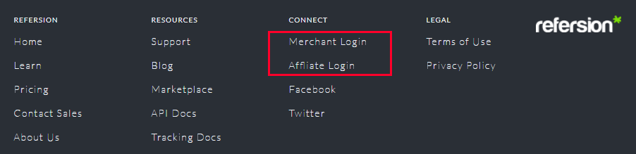 login form footer