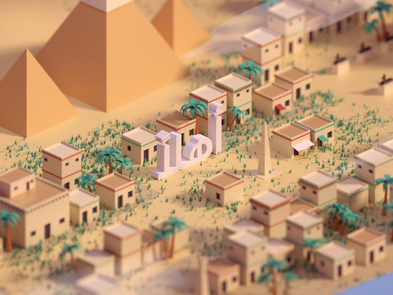 egypt digital art isometric illustration