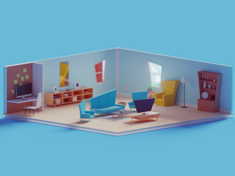 low poly isometric illustration