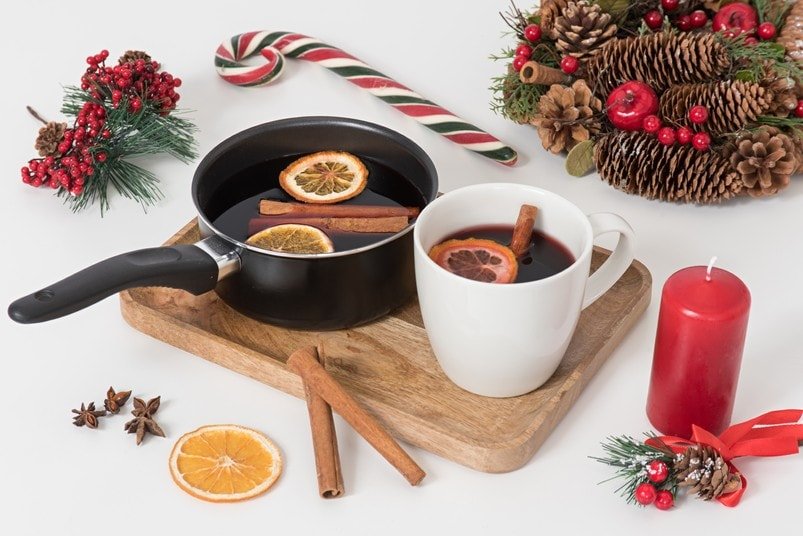 Preparing mulled wine for Christmas