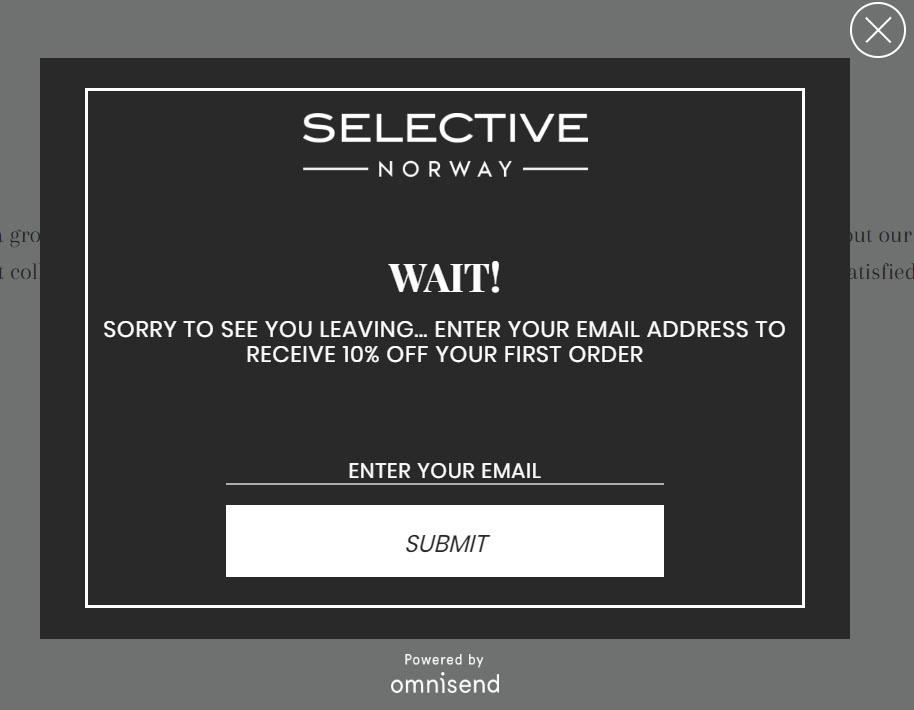 exit intent popup design