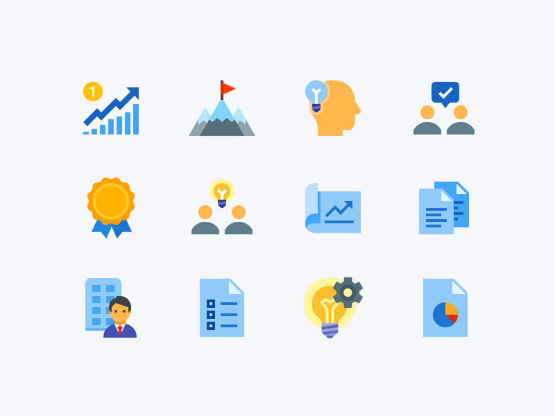 project managememnt icons flat color