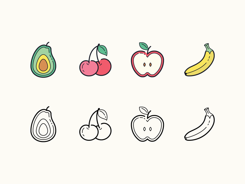 hand drwan icons fruit