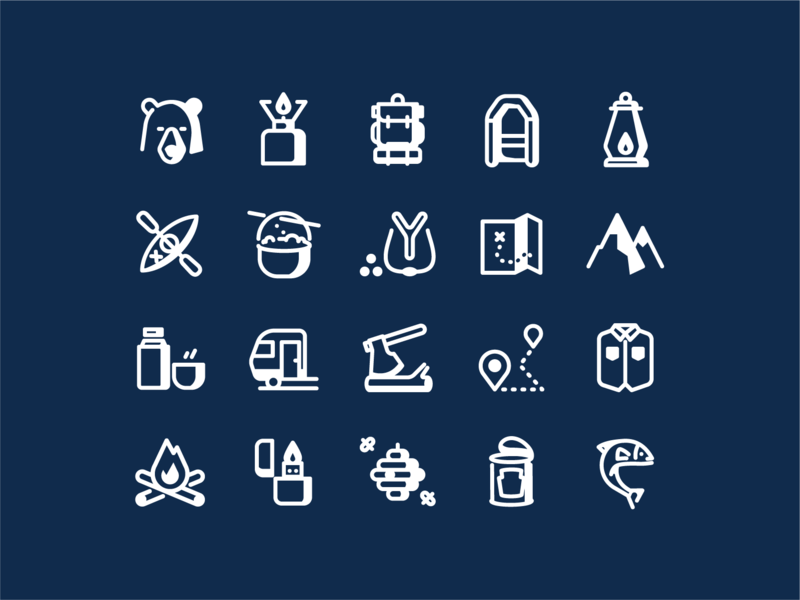 pastel glyph camping icons